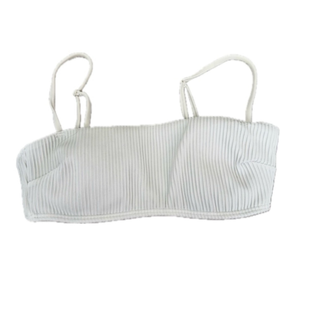 hollister white ribbed swim top